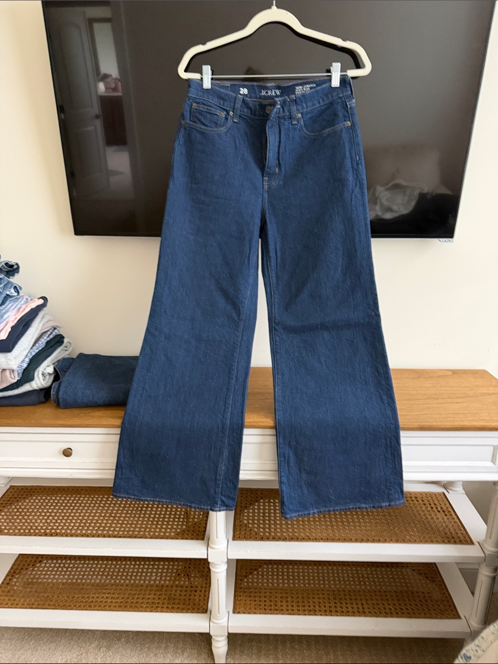 J. Crew Wide-Leg High-Rise Jeans in Deep Blue Denim